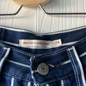 Levi’s pinstripe ribcage pleated crop pants (24)
